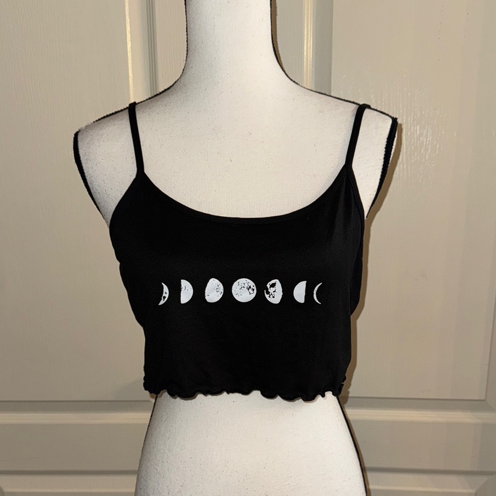 Black Moon Phase Crop Top - Size XL